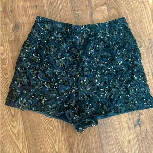 Elegant Vintage Sequin Shorts Side Zip